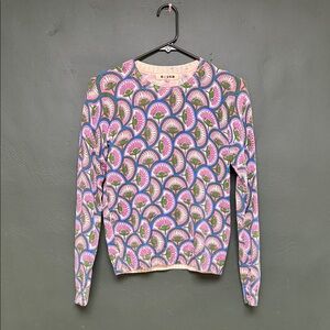 Boden Pink and Green Patterned Long Sleeve Top